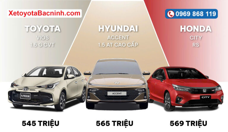 So sánh Toyota Vios, Hyundai Accent và Honda City tại Bắc Ninh