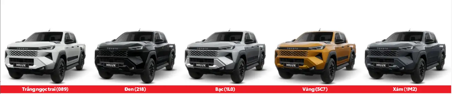 Bảng màu Toyota Hilux 2026